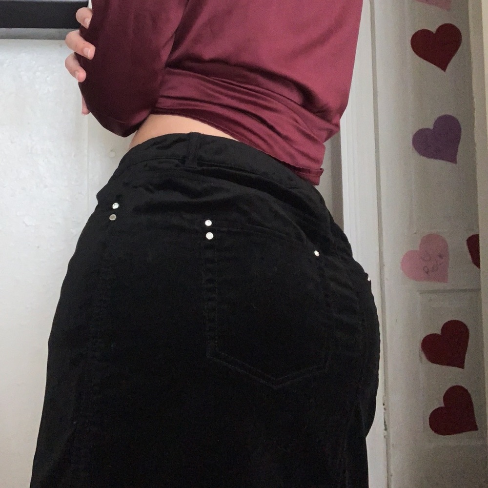 SOLD - ‼️White House Velvet Black Mini Skirt‼️ - Picture 3 of 6
